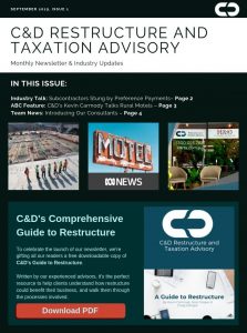 C&D Restructure and Taxation Advisory Newsletter Issue 1